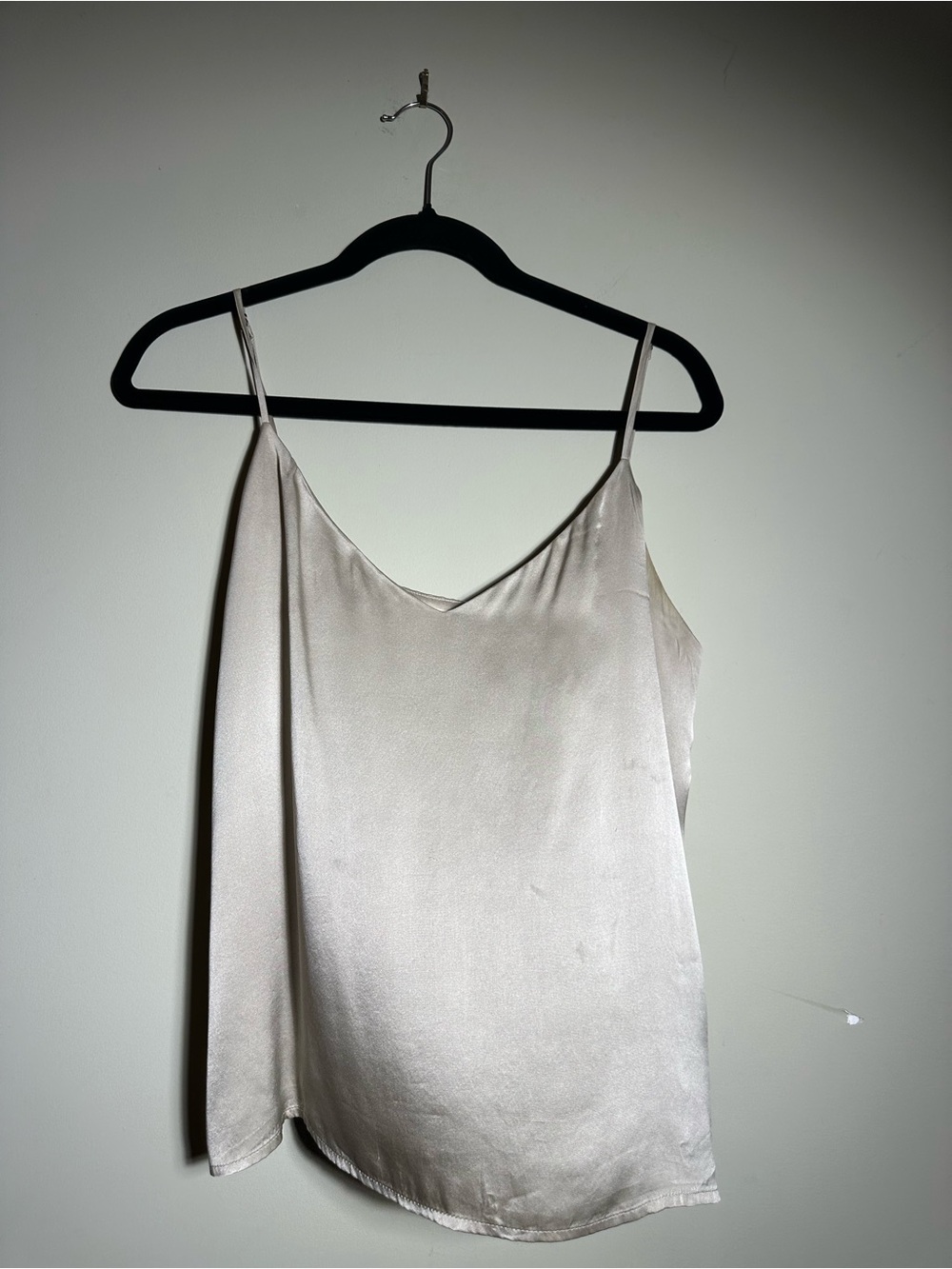 L'AGENCE Cream Satin Spaghetti Strap Cami